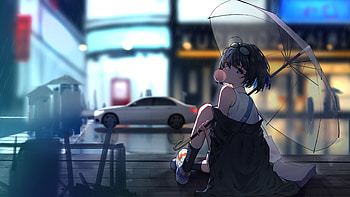 Raining street with bubble gum, Unique and creative, Transparent umbrella charm, Whimsical HD wallpaper
