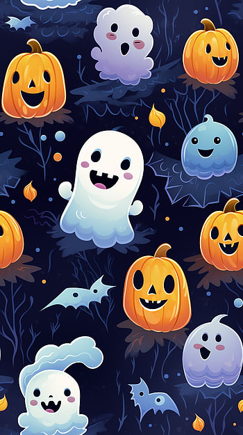 Halloween Pumpkinhead and Ghosts Pattern , pattern, ghost, holiday, halloween HD phone wallpaper