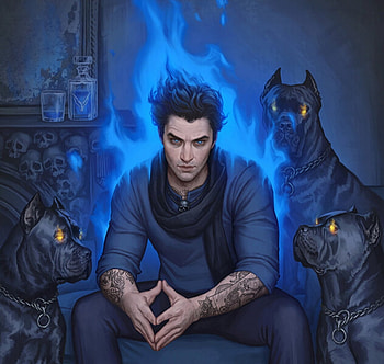 Hades, blue, dog, god, art, fantasy, man, fernanda suarez HD wallpaper