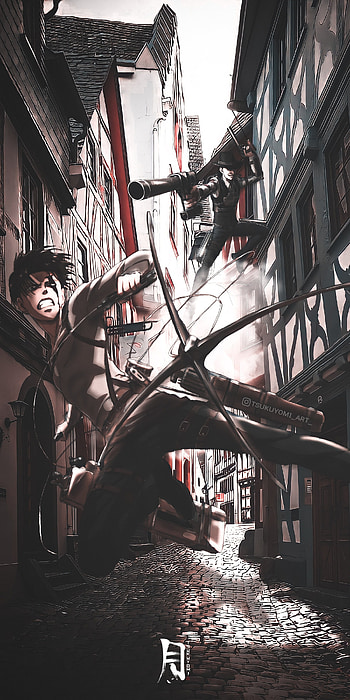Levi vs Kenny, ackerman, art, city, shingekinokyojin, leviackerman, attackontitan, kennyackerman HD phone wallpaper