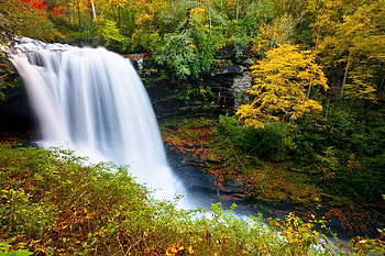 Autumn waterfall, colorful, leaves, fall, trees, waterfall, autumn, beautiful, forest HD wallpaper
