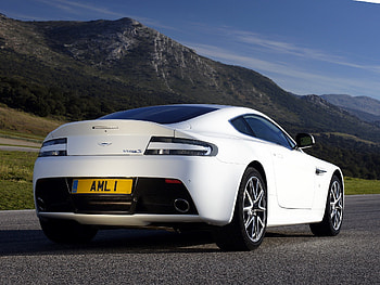 Mountains, Aston Martin, Cars, Back View, Rear View, Style, 2011, V8, Vantage HD wallpaper