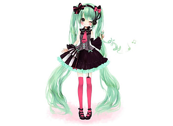 Hatsune Miku, cute, vocaloid, twin tails, long hair, dress, miku, vocaloids, hatsune, twintails, adorable, female, plain, white, twintail, girl, kawaii, anime girl, simple, anime, wink, green hair, twin tail, gown HD wallpaper