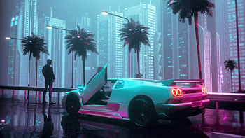 Futuristic Retro Drive Synthwave Car Expedition, artist, artwork, digital-art HD wallpaper