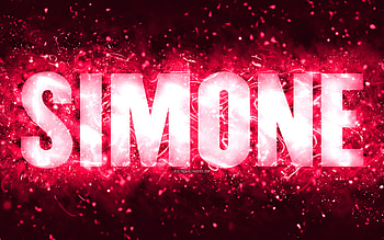 Happy Birtay Simone, , pink neon lights, Simone name, creative, Simone Happy Birtay, Simone Birtay, popular american female names, with Simone name, Simone HD wallpaper