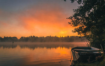 Morning Fog at the Lake, fog, morning, sunrise, lake HD wallpaper