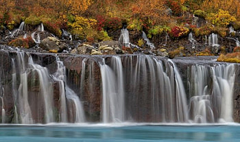 Waterfall, leaves, fall, branches, autumn, beautiful HD wallpaper