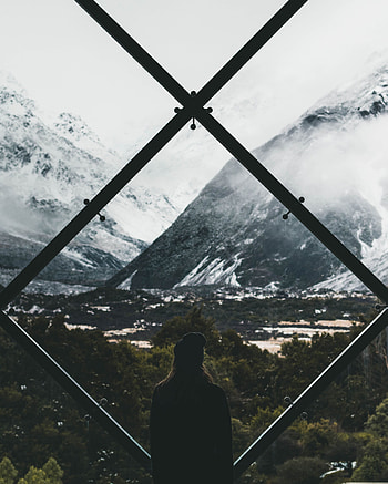 Landscape, Mountains, Silhouette, Miscellanea, Miscellaneous, Window, View HD phone wallpaper