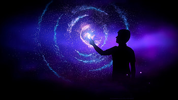 Art, Stars, Dark, Silhouette, Touching, Touch HD wallpaper