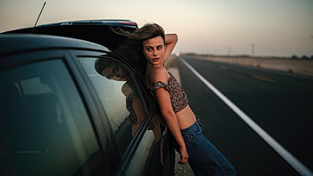 Women With Cars On Highway, girls, model HD wallpaper