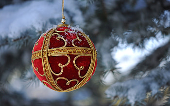 Christams ball, handmade, decoration, christmas, red HD wallpaper