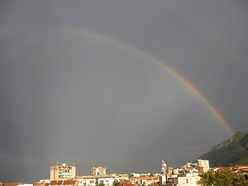 Vratza, bulgaria, sky, graph, rainbow HD wallpaper
