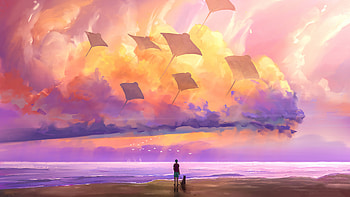 Lofi Beach Day, artist, artwork, digital-art, artstation HD wallpaper
