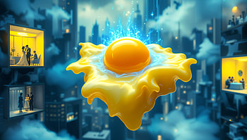 Fried Egg Fantasy: A Stunning Ultra, fried egg, egg, surreal, urban, fantasy, fantasy egg HD wallpaper