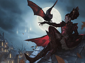 Bat whisperer, vampire, wings, night, art, bay, girl, halloween, roof, jodie muir, fantasy, moon, luna, silhouette HD wallpaper