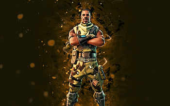 Rookie Spitfire, , brown neon lights, Fortnite Battle Royale, Fortnite characters, Rookie Spitfire Skin, Fortnite, Rookie Spitfire Fortnite HD wallpaper