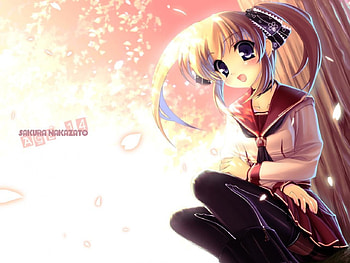 Sakura, anime girl, anime, cherry blossoms HD wallpaper
