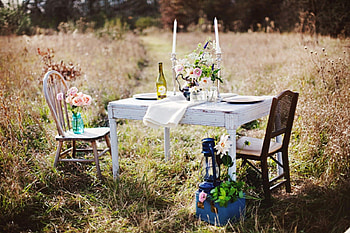 Romance, dinner, graphy, field, nature, flowers, candles, romantic, lantern, lovely HD wallpaper