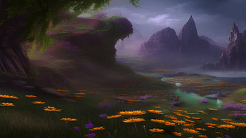 The Daisy Valley, artistic, landscape HD wallpaper