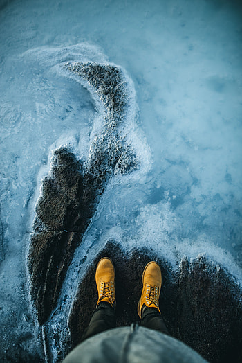 Water, Rock, Shore, Bank, Miscellanea, Miscellaneous, Legs, Stone, Boots, Shoes HD phone wallpaper
