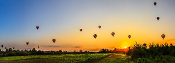 Balloons, sky, sunrise, landscape, nature HD wallpaper