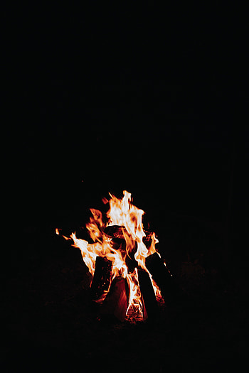 Fire, Bonfire, Dark, Flame, Sparks HD phone wallpaper