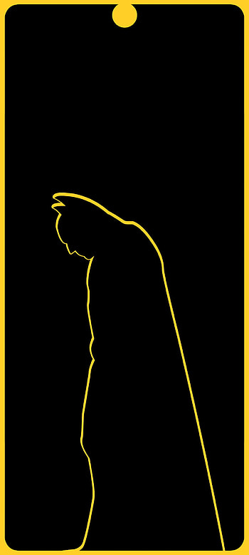 Batman (Punchhole), art, movie, shadow, comics, superhero, black, yellow, minimalist, DC HD phone wallpaper
