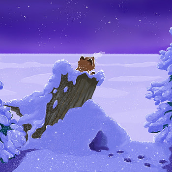Winter, Art, Snow, Fox, Stump HD phone wallpaper
