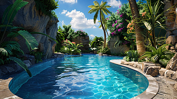 Serene Pool Escape - Ultra, pool, tropical, landscape, nature, vacation HD wallpaper