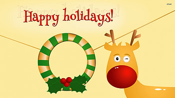 Happy Holidays, Happy, Rudolph, Holidays, Wreath, And HD wallpaper