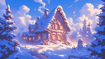 Winter Wonderland: Cozy Gingerbread House, winter, gingerbread house, snow, cottage, landscape HD wallpaper