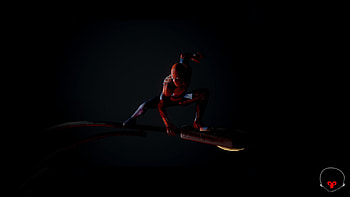 Street light and spider-man, dark, art HD wallpaper