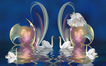 Abstract, Swans, Patterns, To Swim, Swim, Handsomely, It's Beautiful HD wallpaper