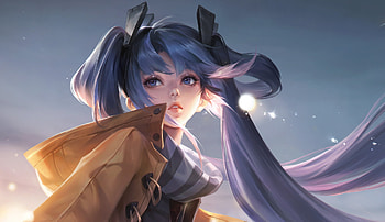 Fantasy girl, girl, cindy feng, fantasy, blue, yellow, face HD wallpaper