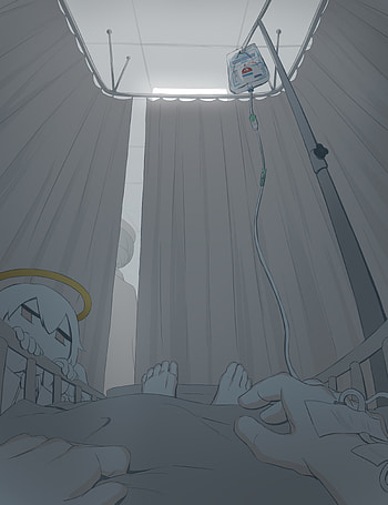 Bed ベッド, ceiling, art, Anime, Angel, Sad, Avogado6, hospital HD phone wallpaper