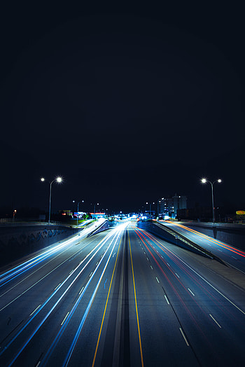 Night, Lights, Dark, Road, Lanterns, Long Exposure, Glow HD phone wallpaper