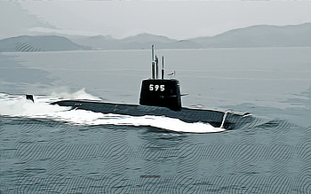 JS Narushio, SS-595, , vector art, JS Narushio drawing, creative art, JS Narushio art, vector drawing, Oyashio-class submarine HD wallpaper