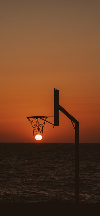 Sunset Slam: Basketball Silhouette, basketball, graphy HD phone wallpaper