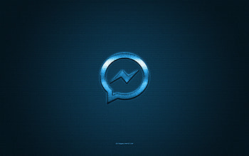 Facebook Messenger logo, blue shiny logo, Facebook Messenger metal emblem, blue carbon fiber texture, Facebook Messenger, brands, creative art, Facebook Messenger emblem HD wallpaper