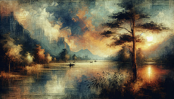 Enchanting Sunset Lake - Impressionist Style, landscape, painting, lake, nature HD wallpaper