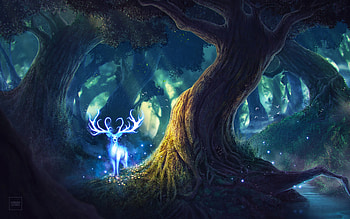 Magic Forest Fantasy Deer, deer, forest, fantasy, artist, artwork, digital-art, creature, artstation HD wallpaper