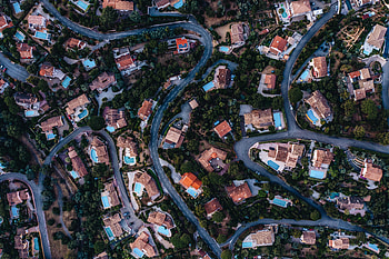 Houses, View From Above, Miscellanea, Miscellaneous, Road, Winding, Sinuous HD wallpaper
