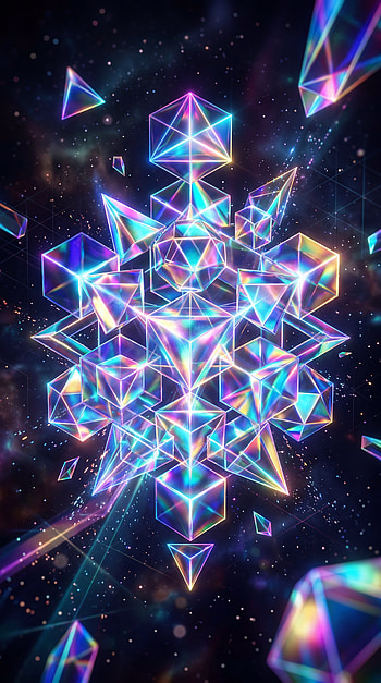 Prismatic Geometry — Holographic , geometry, crystal, neon HD phone wallpaper