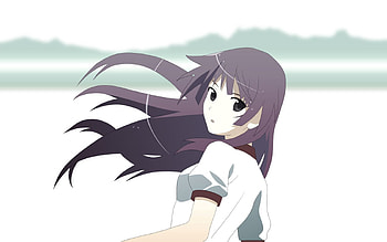 Anime, Girl, Brunette, Wind HD wallpaper