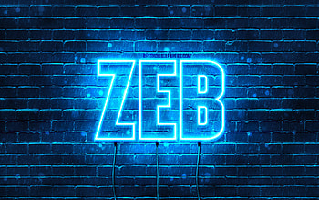 Zeb, , with names, Zeb name, blue neon lights, Happy Birtay Zeb, popular arabic male names, with Zeb name HD wallpaper