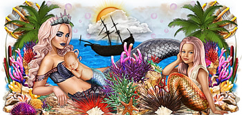 FAMILY OF MERMAIDS, FEMALES, FAMILY, FANTASY, MERMAIDS HD wallpaper