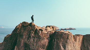 dom, Nature, Mountains, Rock, Break, Precipice, Human, Person HD wallpaper