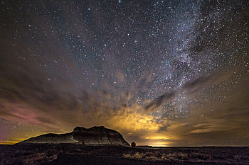 Starry night, sky, landscape, milky way HD wallpaper