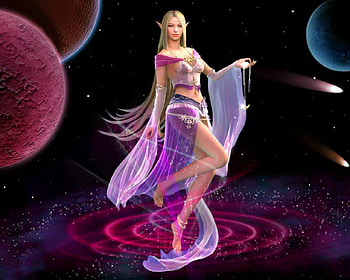 Fantasy girl, magic, planets, fantasy, space, elf, woman HD wallpaper