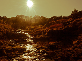 Nature, Rivers, Sunset, Sun, Creek, Brook HD wallpaper